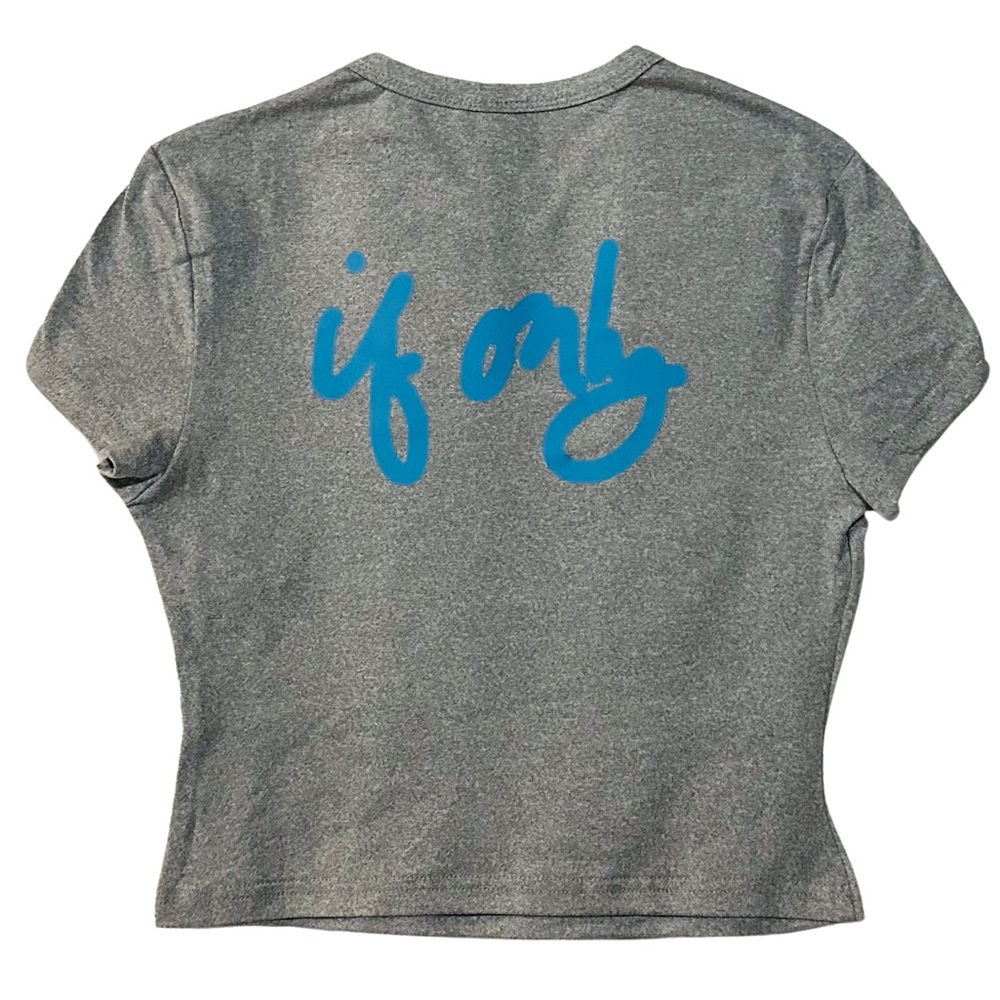 IF ONLY LIMITED EDITION x Blue Dragon Fly Patch Gray Grey Crew Crop Top Shirt